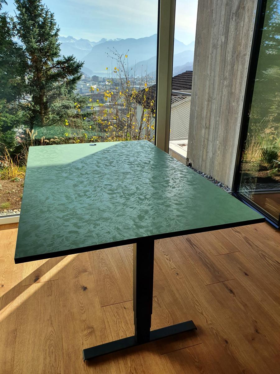 Tischplatte HPL uni Dekor in Reseda Grün mit Oberfläche PI Pictura